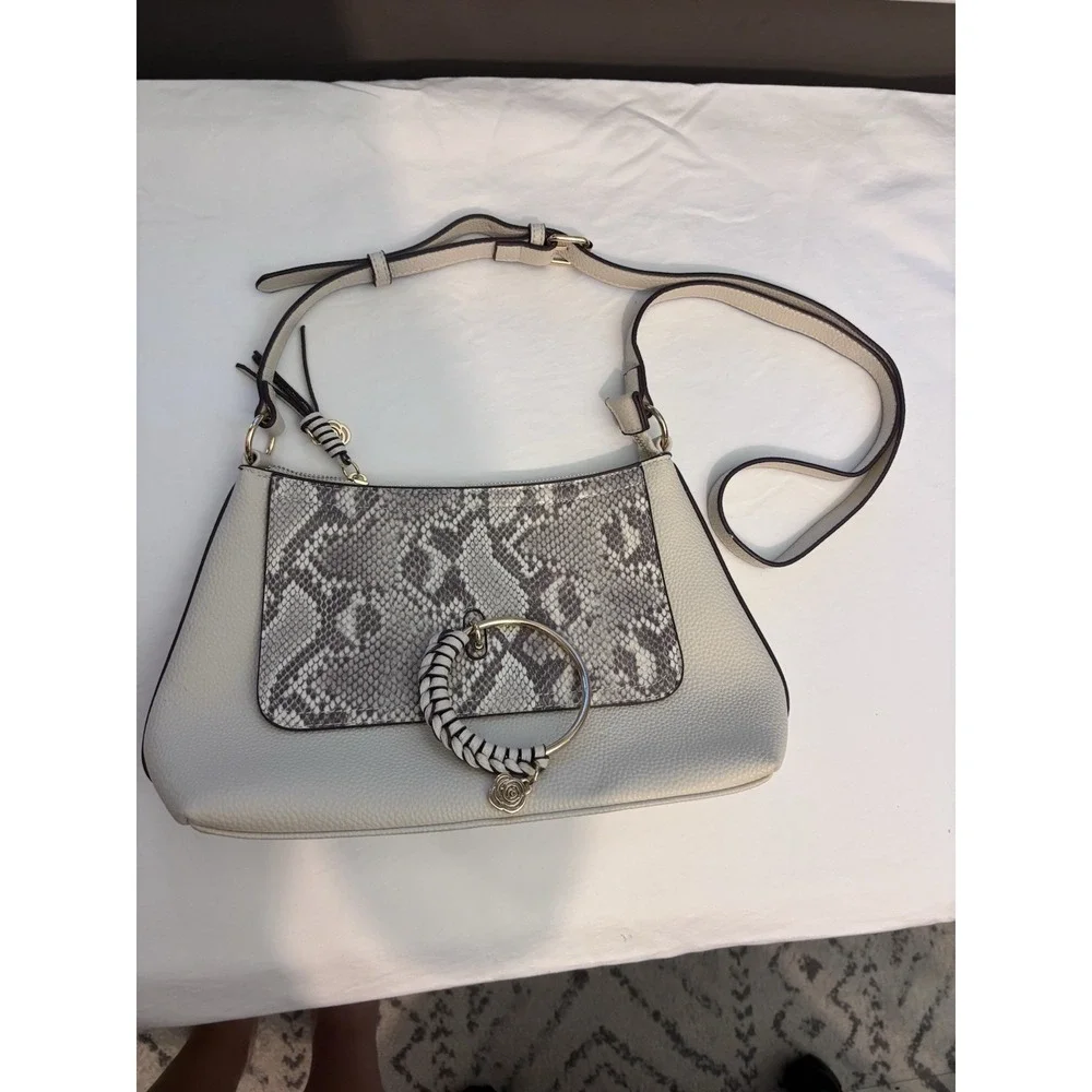 Carlos Santana Top Zip Crossbody Cream / Diamond Back Satchel Bag‎